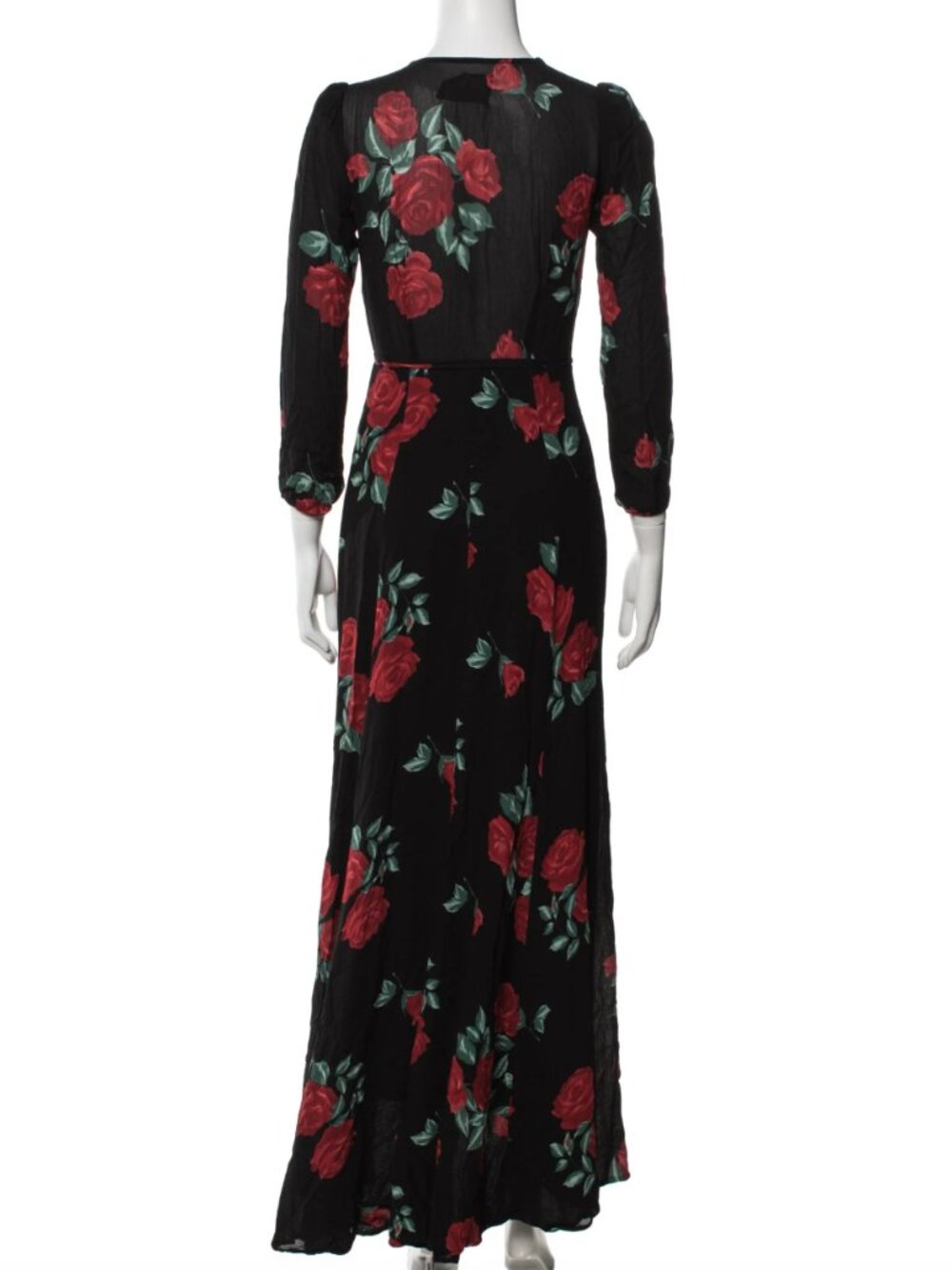 🌹 Reformation Milan Rose Floral Maxi Dress Small Black Red Floral Deep V Gown - Picture 6 of 6